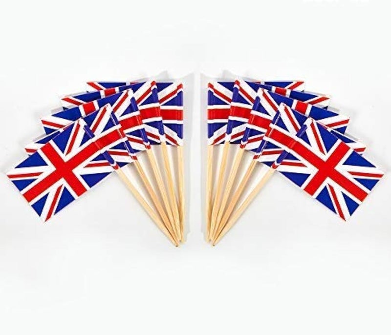 JAVD CYPS 100 Pcs United Kingdom Flag British Toothpick Flags Small Mini Stick Cupcake Toppers UK FlagsCountry Picks Party Decoration Celebration Cocktail Food Bar Cake Flags - Image 3