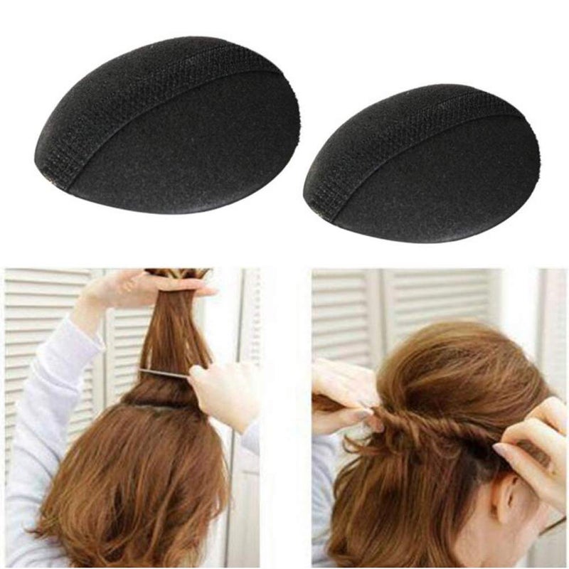 4 Pcs 2 Pairs Black Sponge Bump It Up Volume Hair Base Pads Fluffy Padding Inserts for Hairstyle Bum Maker Braid Holder for Women Girls