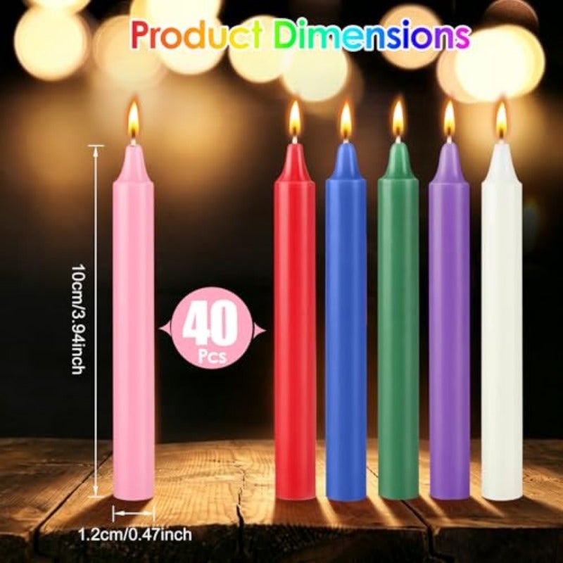 40PCS Candles 4-inch Multicoloured Taper Candles - Image 2