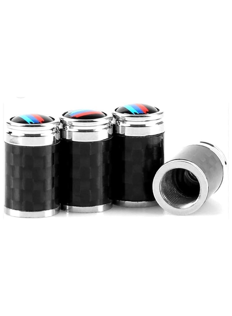 بي ام دبليو موتور سبورت أغطية صمام إطارات السيارة من ألياف الكربون، 4 قطع، أغطية صمام الهواء والغبار متوافقة مع سيارة ألمانيا، ألياف كربونية متوافقه بشعار BMW - Image 1