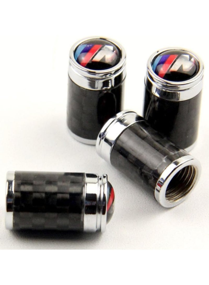 بي ام دبليو موتور سبورت أغطية صمام إطارات السيارة من ألياف الكربون، 4 قطع، أغطية صمام الهواء والغبار متوافقة مع سيارة ألمانيا، ألياف كربونية متوافقه بشعار BMW - Image 3