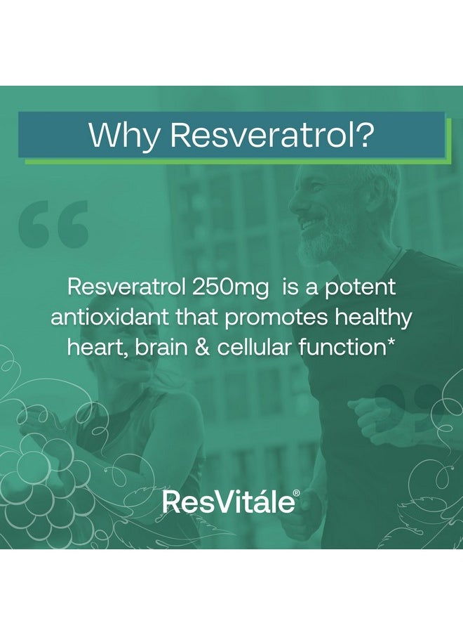 ResVitale - ResVitále Resveratrol 250 mg - Resveratrol Supplement for Men and Women - 120 Veggie Capsules - Image 1
