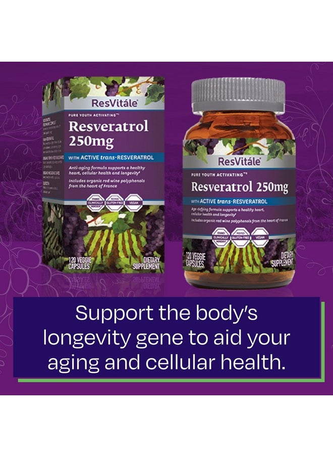 ResVitale - ResVitále Resveratrol 250 mg - Resveratrol Supplement for Men and Women - 120 Veggie Capsules - Image 1