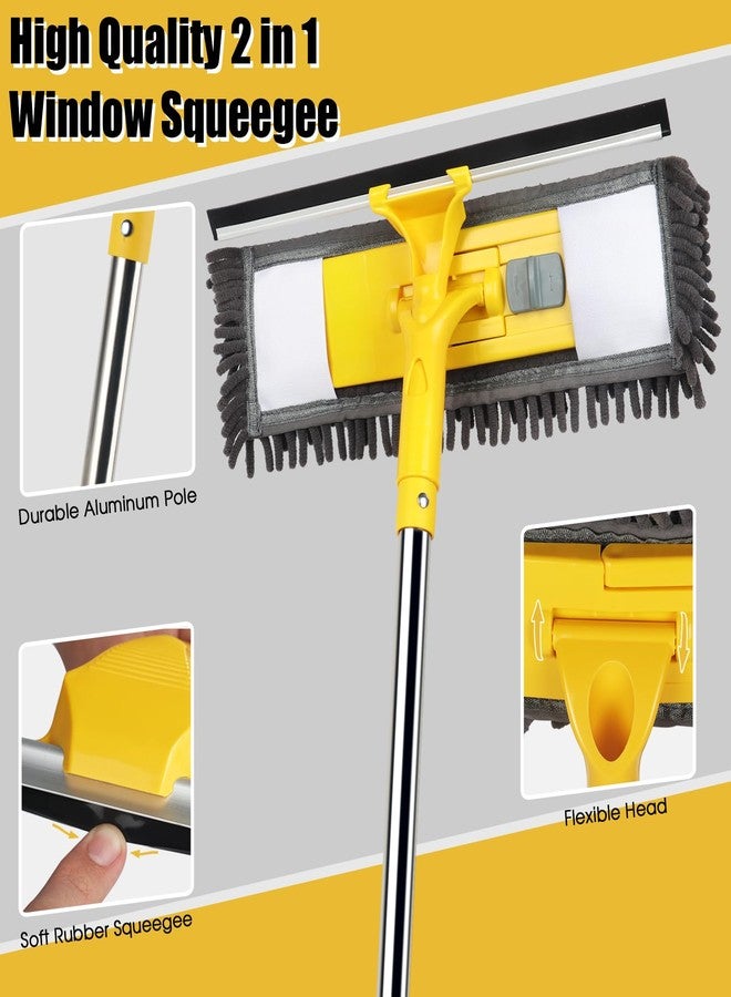 Dymoll 96" Long Handle Window Wall Cleaner Tool with Extension Pole,2 in 1 Large Window Squeegee with Cleaning Mop Tools Kit for Window/Wall/Baseboard/Floors Clean/Solar Panel Washer - Image 3