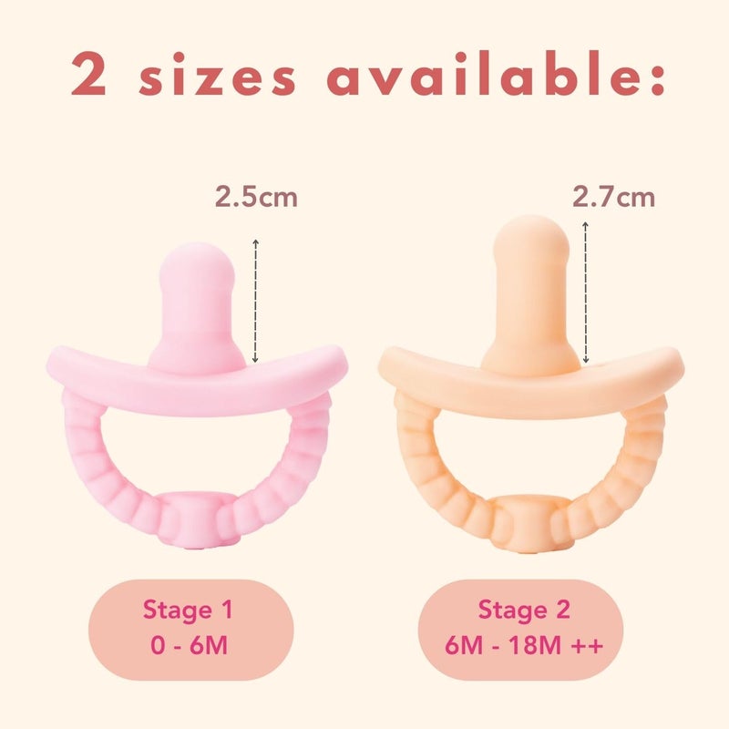 NatureBond Baby Pacifier Soother Silicone Binky Newborn Teether Pacifiers 2 in 1, Curved for Comfort | Hygiene Cover (Above 6 Months, Cotton Candy Pink and Macaron Lavender) - Image 2