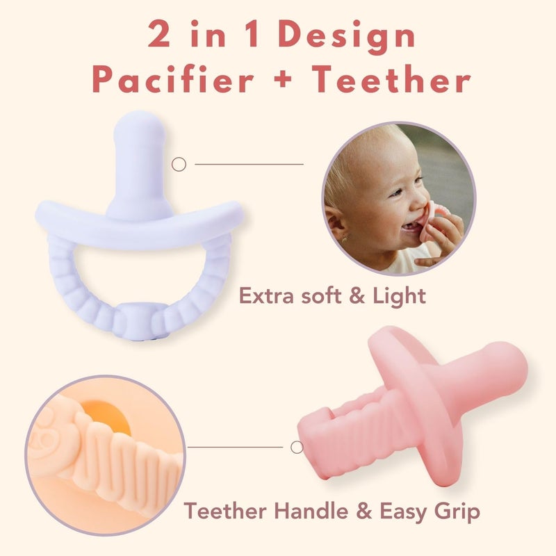 NatureBond Baby Pacifier Soother Silicone Binky Newborn Teether Pacifiers 2 in 1, Curved for Comfort | Hygiene Cover (Above 6 Months, Cotton Candy Pink and Macaron Lavender) - Image 5