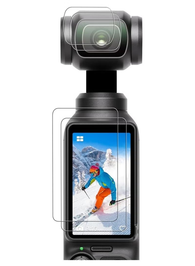 واقي الشاشة والعدسة لـ DJI Osmo Pocket 3 【2+2 قطعة】 زجاج مقوى سهل التركيب - Image 4