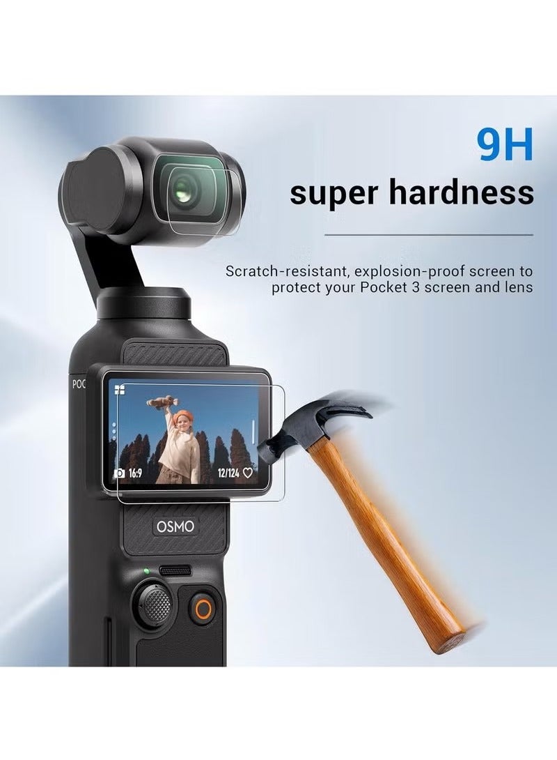 واقي الشاشة والعدسة لـ DJI Osmo Pocket 3 【2+2 قطعة】 زجاج مقوى سهل التركيب - Image 3