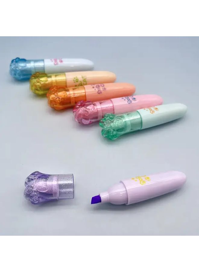60 Pieces Cat Paw Highlighters 6 Color Markers Portable Journaling School Office Gifts - Image 5