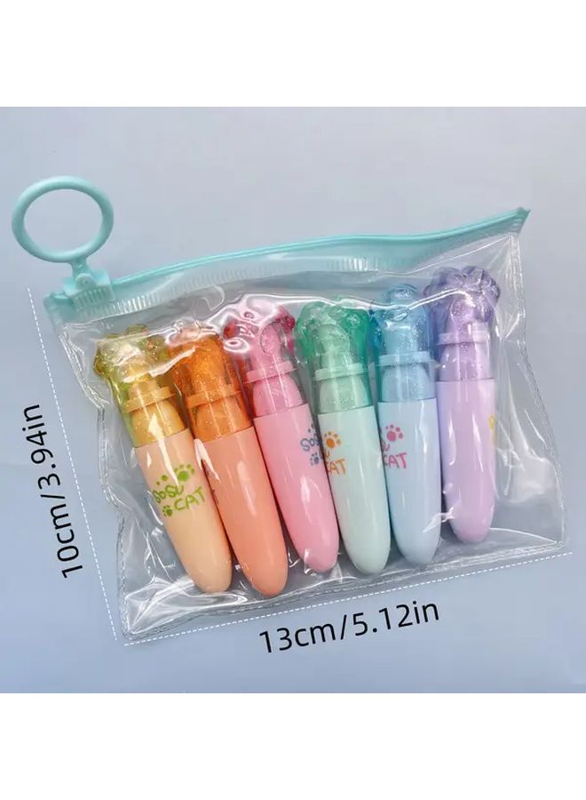 60 Pieces Cat Paw Highlighters 6 Color Markers Portable Journaling School Office Gifts - Image 2