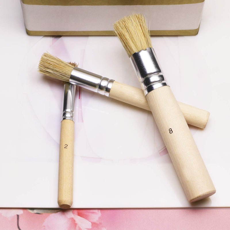 Penta Angel Wooden Stencil Brush Set 3Pcs Natural Bristle Template Paint Brushes for Acrylic Oil Watercolor Art Painting on Wood Wall Paper and Crafts Project DIY - Image 4