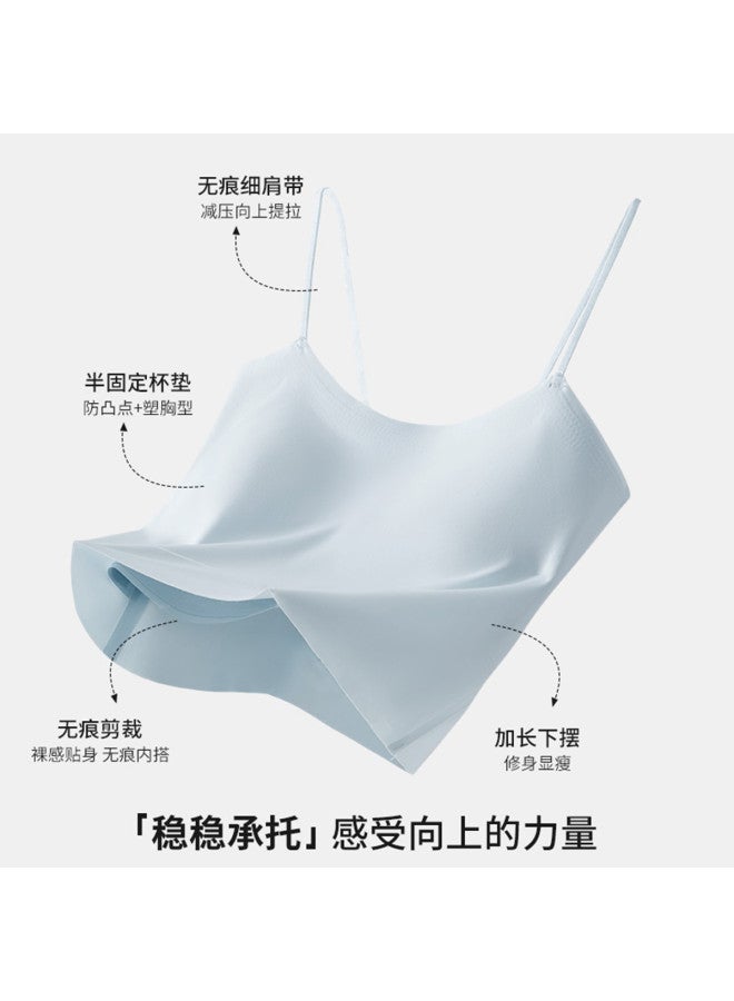 MIIOW Wire-Free Bra Thin Strap Chiffon Camisole For Women, Base Layer Can Be Worn Alone - Image 3