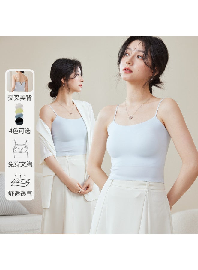 MIIOW Wire-Free Bra Thin Strap Chiffon Camisole For Women, Base Layer Can Be Worn Alone - Image 2