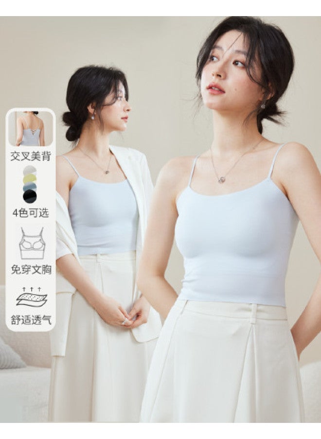 MIIOW Wire-Free Bra Thin Strap Chiffon Camisole For Women, Base Layer Can Be Worn Alone - Image 1