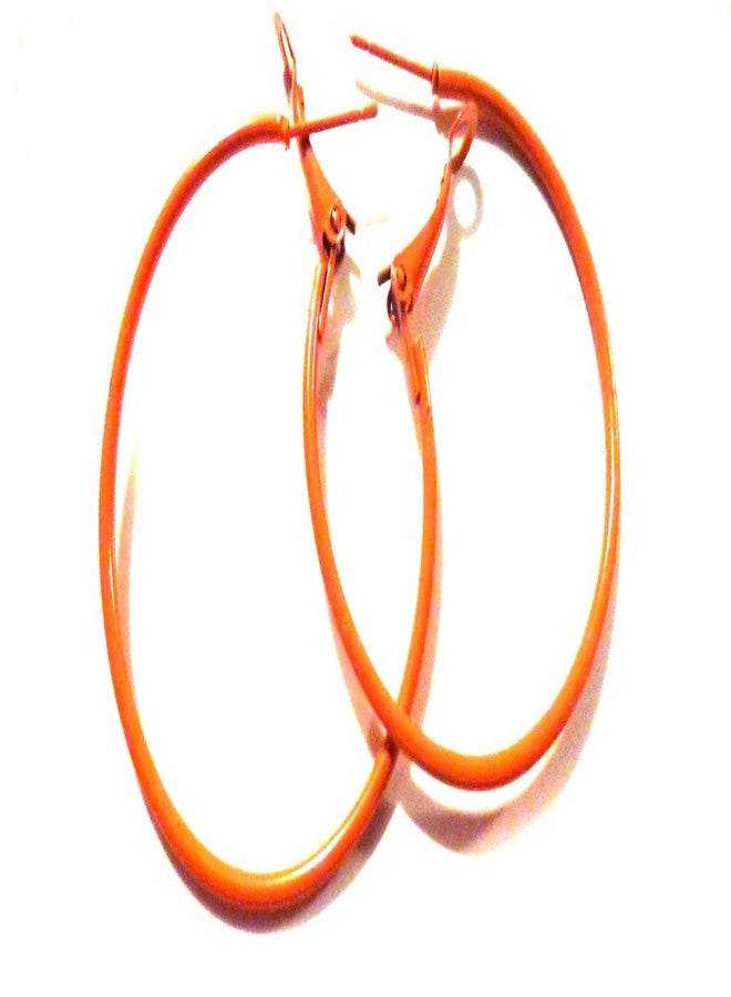 Color Hoop Earrings Simple Thin Hoop Earrings 1.5 Inch Orange Hoop Earrings
