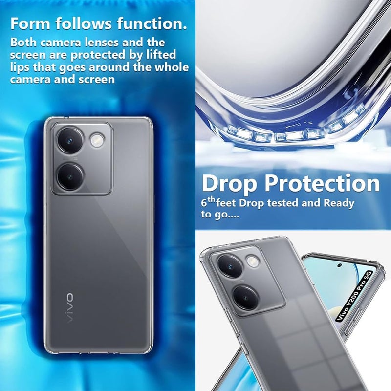 Nishtech for Vivo Y200 Pro 5G Premium Transparent Hybrid Soft Slim Dust Proof Back Case Cover with Camera Protection - Image 3