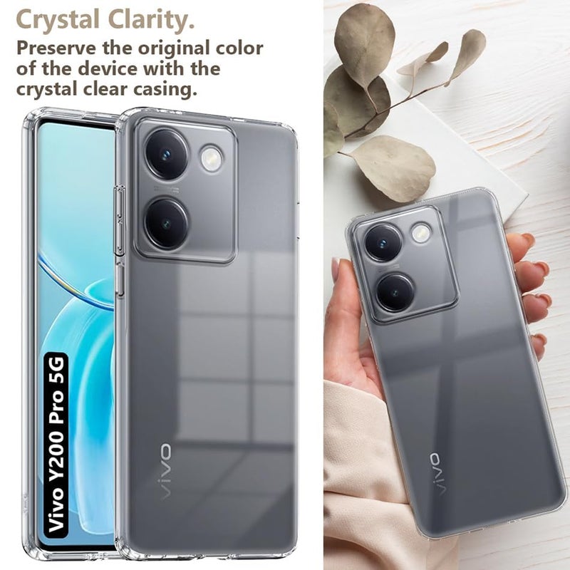 Nishtech for Vivo Y200 Pro 5G Premium Transparent Hybrid Soft Slim Dust Proof Back Case Cover with Camera Protection - Image 2
