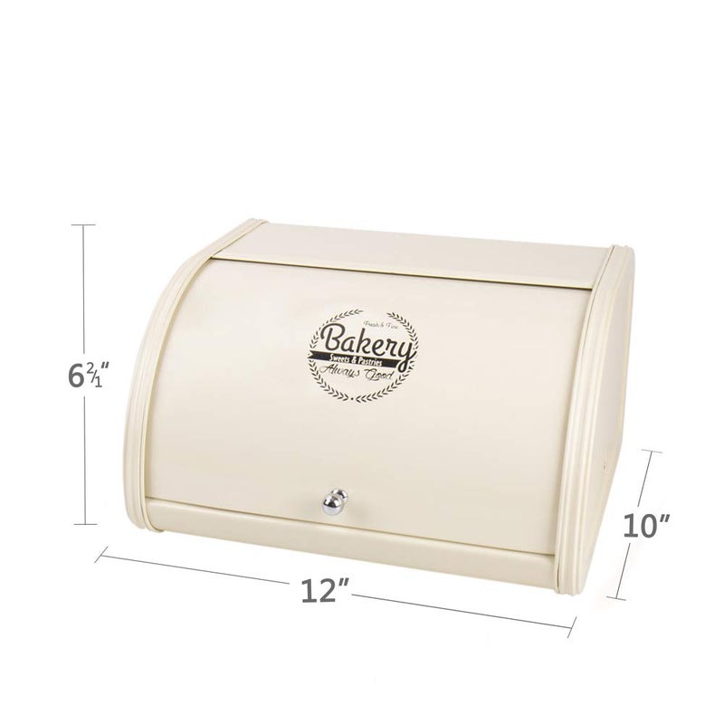 KL X458 Metal Bread Box for Kitchen Countertop - Stainless Steel Bread Box for Kitchen - Bread Storage Container - Airtight Holder for Homemade Bread, Cream Color - Image 2
