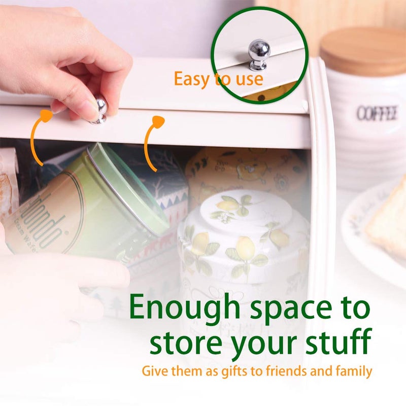 KL X458 Metal Bread Box for Kitchen Countertop - Stainless Steel Bread Box for Kitchen - Bread Storage Container - Airtight Holder for Homemade Bread, Cream Color - Image 4