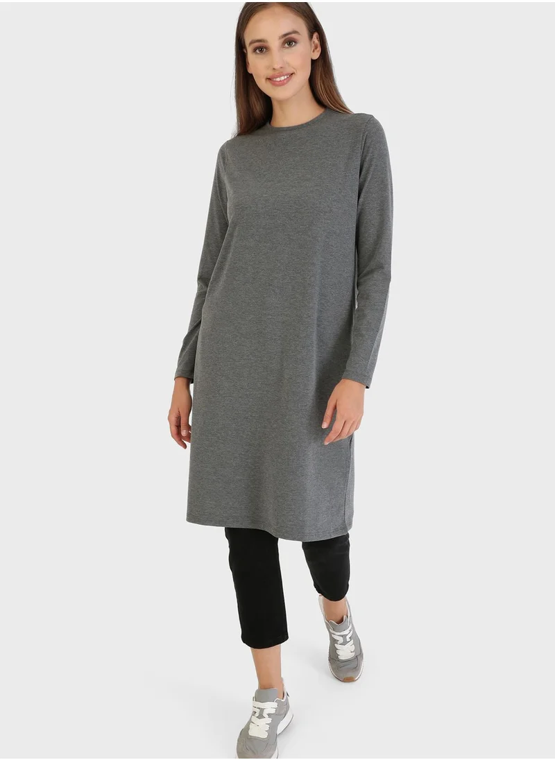 Refka by modanisa Crew Neck Knitted Tunic