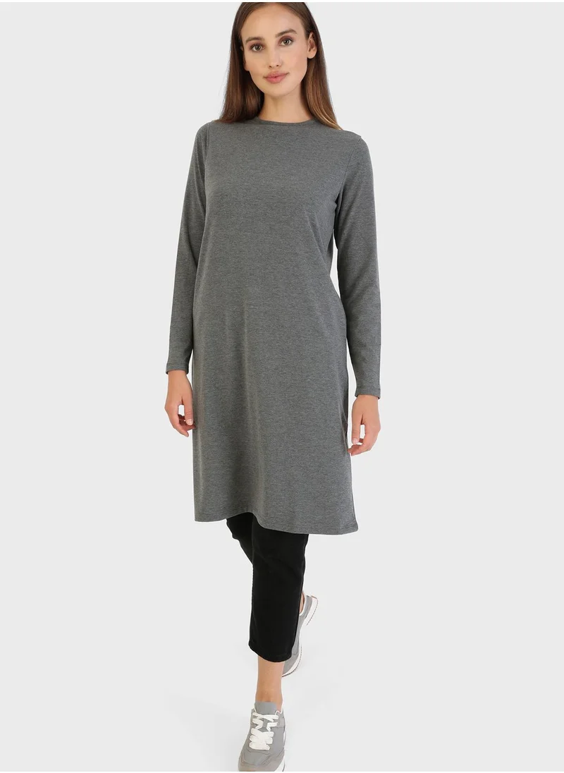 Refka by modanisa Crew Neck Knitted Tunic