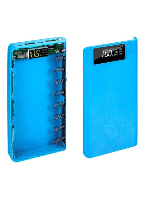 Battery Charger USB Type-C LCD Display DIY Mobile Power Bank Case Blue