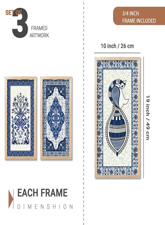 walllane Traditional Indian Art Pichwai Wall Hanging Paintings | Painting for wall Decoration | Traditional Indian Art Pichwai Wall Décor Paintings Set of 3 (10x19 inch, J) - Image 2