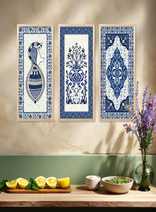 walllane Traditional Indian Art Pichwai Wall Hanging Paintings | Painting for wall Decoration | Traditional Indian Art Pichwai Wall Décor Paintings Set of 3 (10x19 inch, J) - Image 5