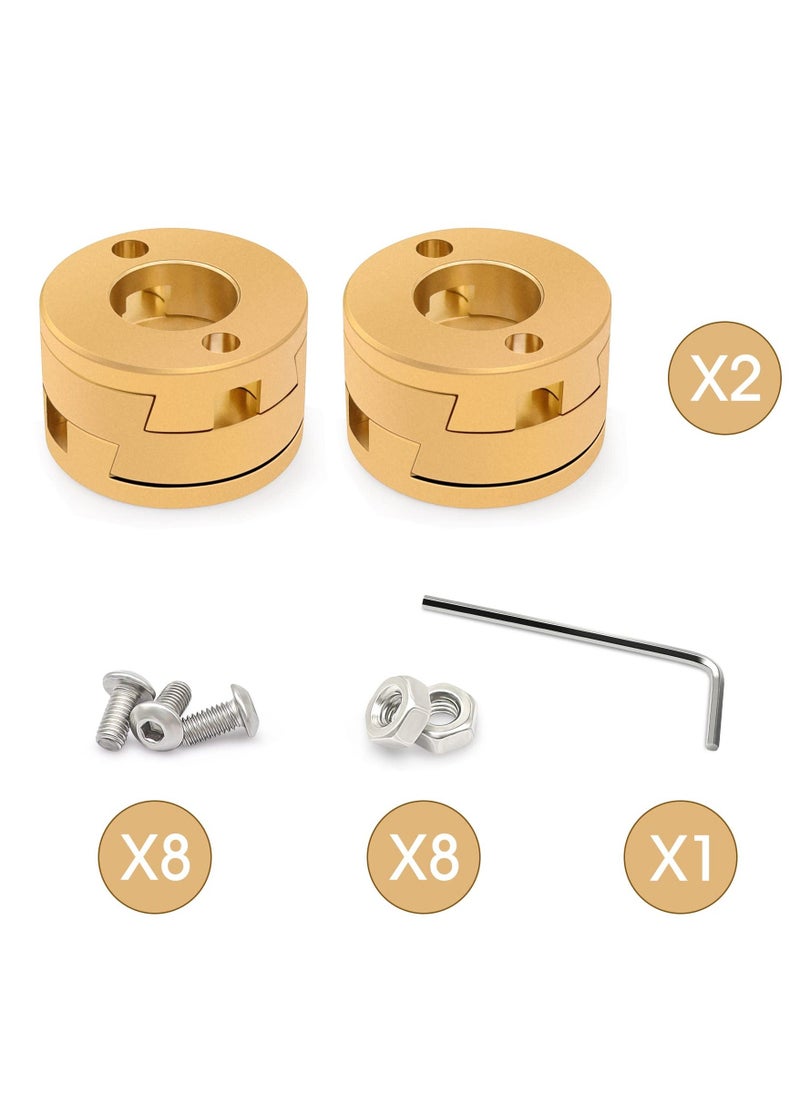 Brass Z Axis Coupler, Upgrade Oldham Coupling Couplers Compatible with VzBot, for Creality Ender 3 Pro V2 CR-10 CR-10S Pro 3D Printer Accessory T8 Lead Screw Hotbed(Pack of 2)