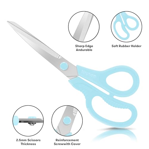Niutop 8" All Purpose Scissors - Heavy Duty, Ergonomic Comfort Grip Shears for Office, Home, School, Art & Craft - Image 3