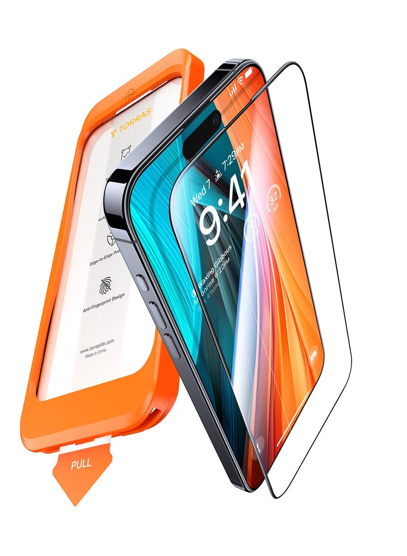 TORRAS [Mil-Grade Shatterproof for iPhone 16 Pro Max Screen Protector [9H+ Aerospace Tempered Glass & One-Step Installation] Full Coverage Fit Bubble Free Top-Notch Protection, GlassGo X - Image 2