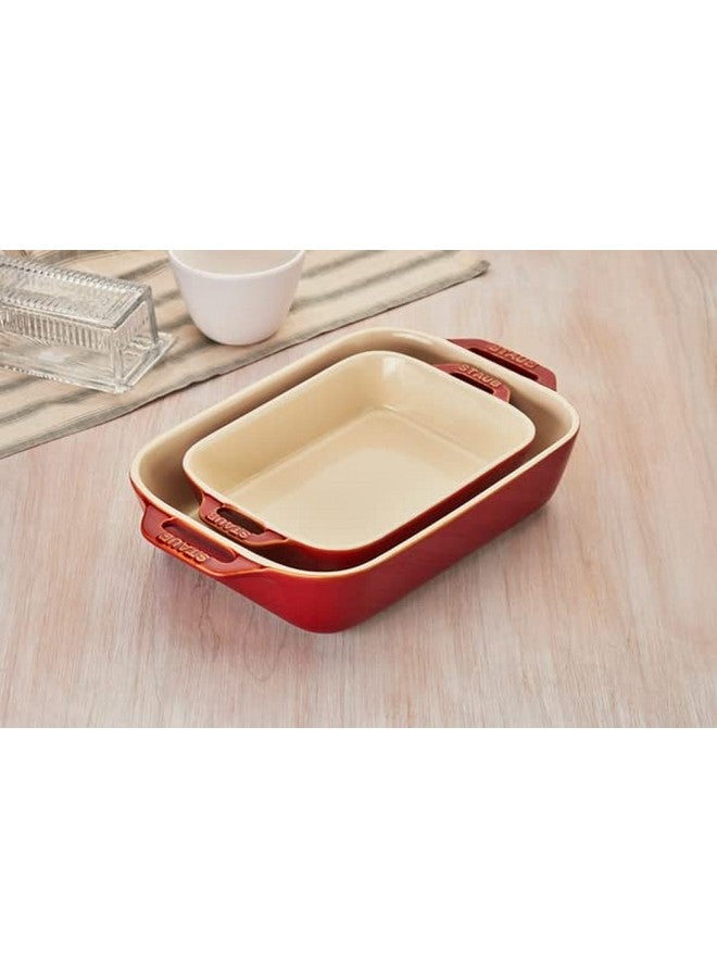 STAUB Ceramics Rectangular Baking Dish Set, 2 pc, Cherry - Image 2