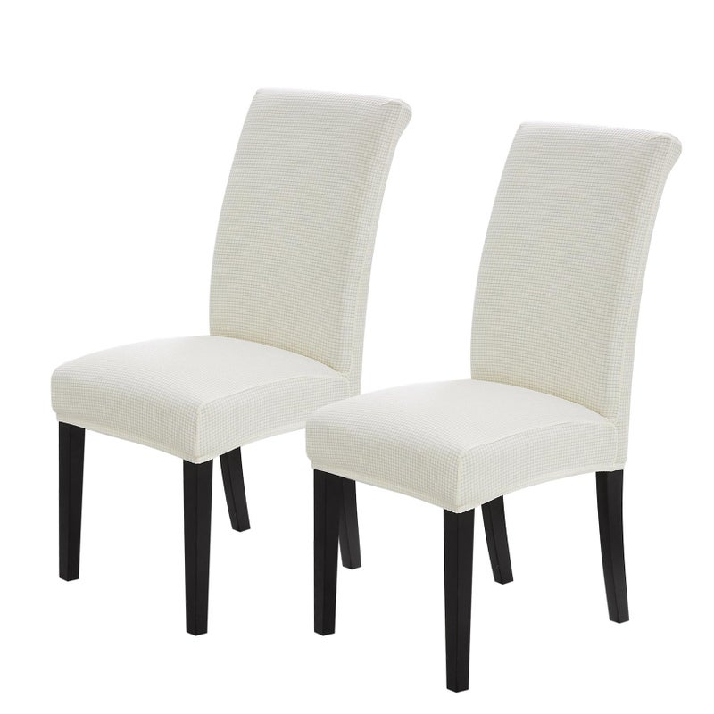 Joccun Chair Covers for Dining Room Set of 2 Dining Chair Slipcovers Stretch Dining Room Chair Covers Seat ProtectorWashable Parsons Chair Cover for HomeHotelBanquetIvory2 Pack