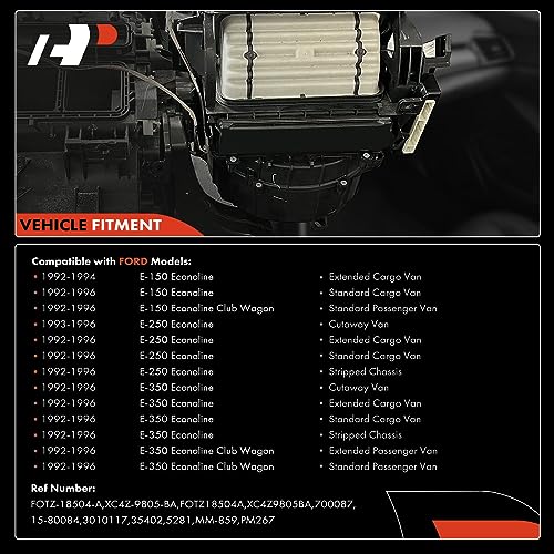 A-Premium HVAC Heater Blower Motor Assembly Compatible with Ford Vehicles - E-150 Econoline/E-250 Econoline/E-350 Econoline/E-150 Econoline Club Wagon/E-350 Econoline Club Wagon 1992-1996- Front Side - Image 3