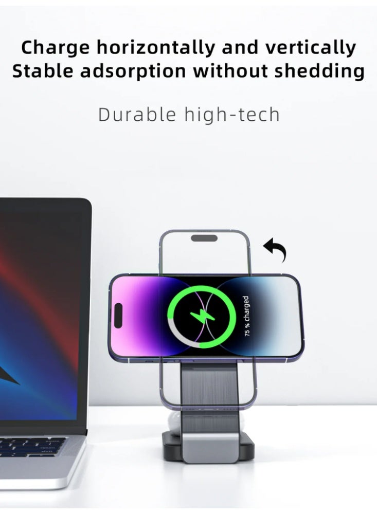 Taalk Z Flip 1 Magnetic Foldable Wireless Charger – 3-in-1 Travel Charger Pad for iPhone 15 Pro Max, AirPods, and iWatch - Image 4