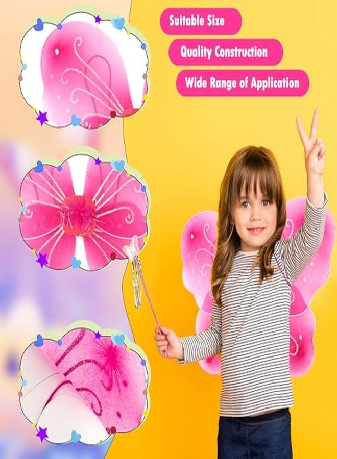 Flahard 36 Pack Princess Wings Set Includes 18 Pack Girls Fairy Wings Bulk Butterfly Wings Butterfly Angel Costume Wing and 18 Pcs Fairy Wands for Kids Halloween Cosplay Party Dress up, Pink - Image 4