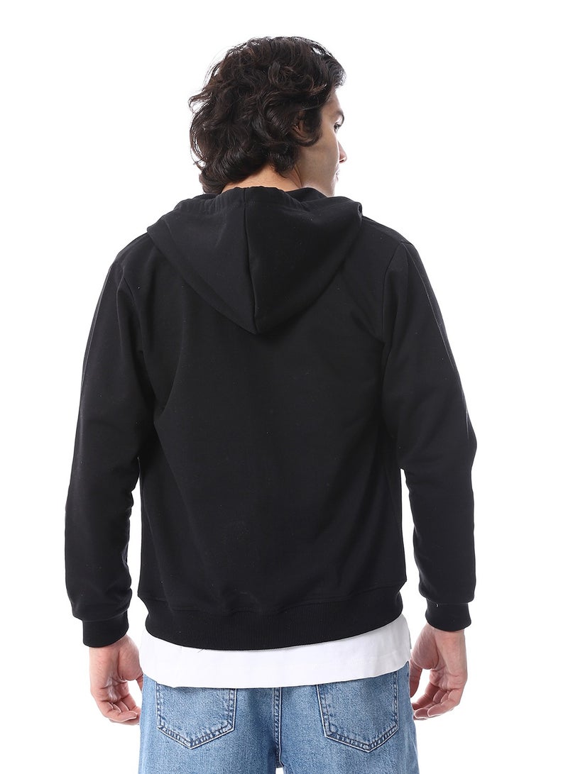 Andora Zipper Closure Hooded Fleeced Sweatshirt_Black - Image 3