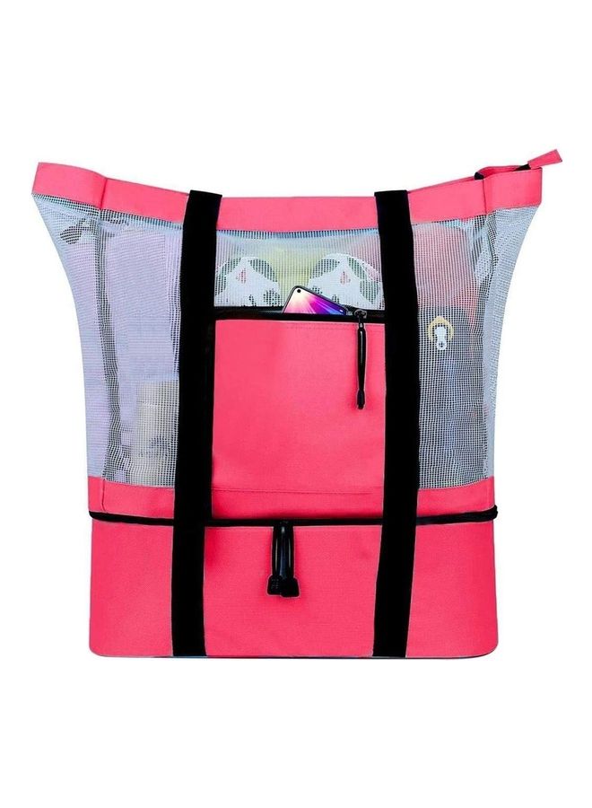 NIBEMINENT 2-In-1 Mesh Beach Picnic Bag With Insulated Cooler Compartment - Image 2