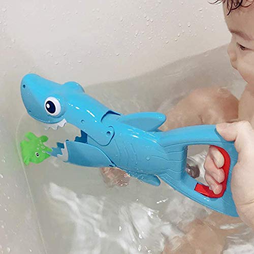 INvench Shark Grabber Baby Bath Toys - Blue Shark with Teeth Biting Action Include 4 Toy Fish - Bath Toys for Kids Ages 4-8 Boys Girls Toddlers Pool Toys - Image 3