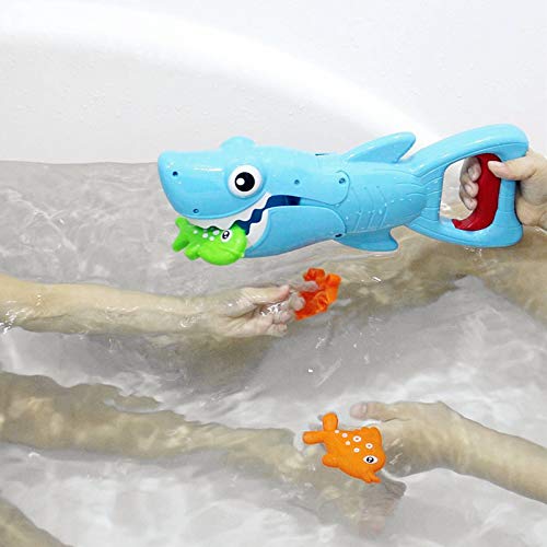 INvench Shark Grabber Baby Bath Toys - Blue Shark with Teeth Biting Action Include 4 Toy Fish - Bath Toys for Kids Ages 4-8 Boys Girls Toddlers Pool Toys - Image 4