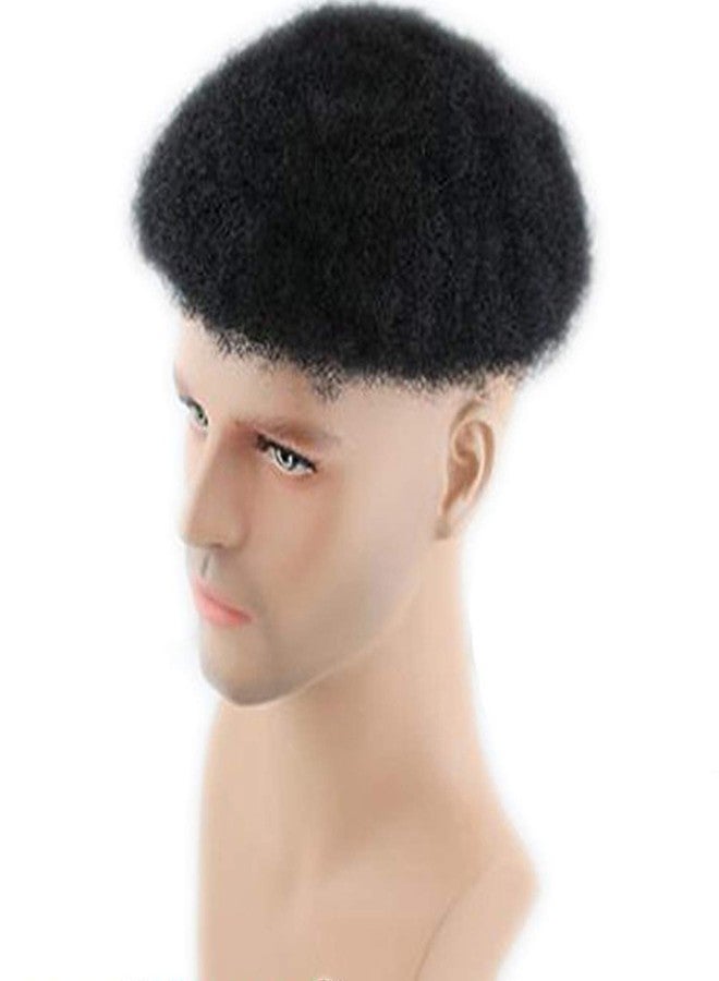 Voloria Brazilian Virgin Human Hair Afro Curl Toupee 10x8inch for Black Men Human Hair System #1 Jet Black Color - Image 3