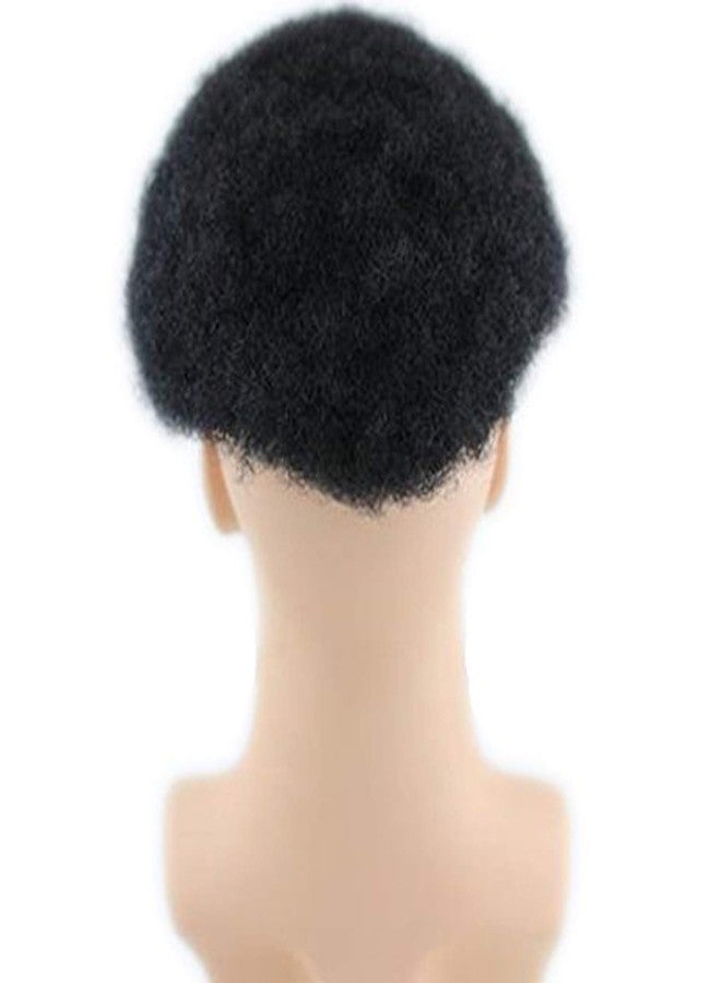 Voloria Brazilian Virgin Human Hair Afro Curl Toupee 10x8inch for Black Men Human Hair System #1 Jet Black Color - Image 4