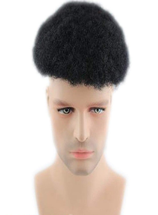 Voloria Brazilian Virgin Human Hair Afro Curl Toupee 10x8inch for Black Men Human Hair System #1 Jet Black Color - Image 2