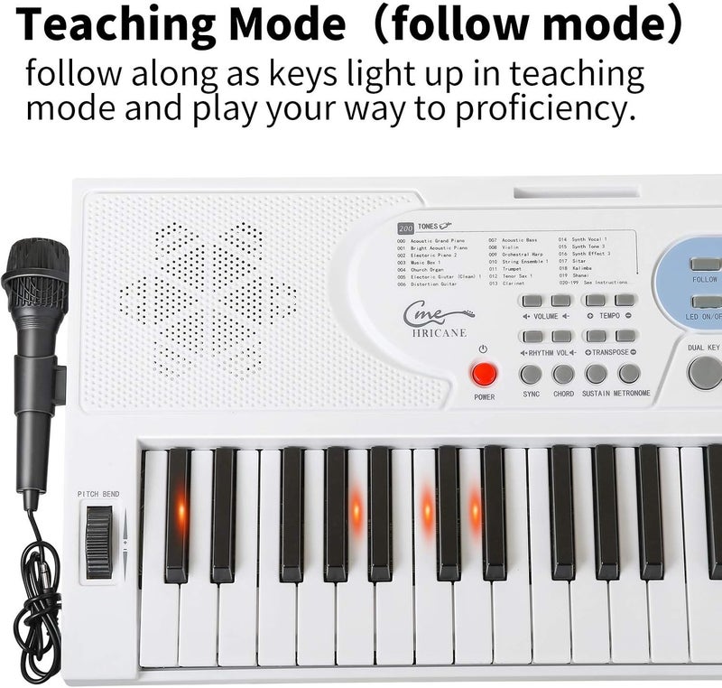 Hricane Keyboard Piano Lighted Keys for Beginner Adults Teens Kids, 61 Key Electronic Music Keyboard with Teaching Modes Powered by USB or Battery with LCD Display Microphone Headphone Jack - Image 5