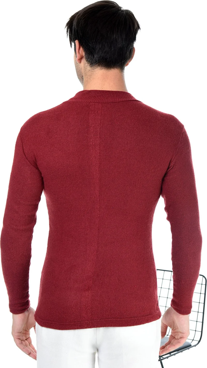 Belifanti Collection Men's Burgundy Half Turtleneck Slim Fit Sweater