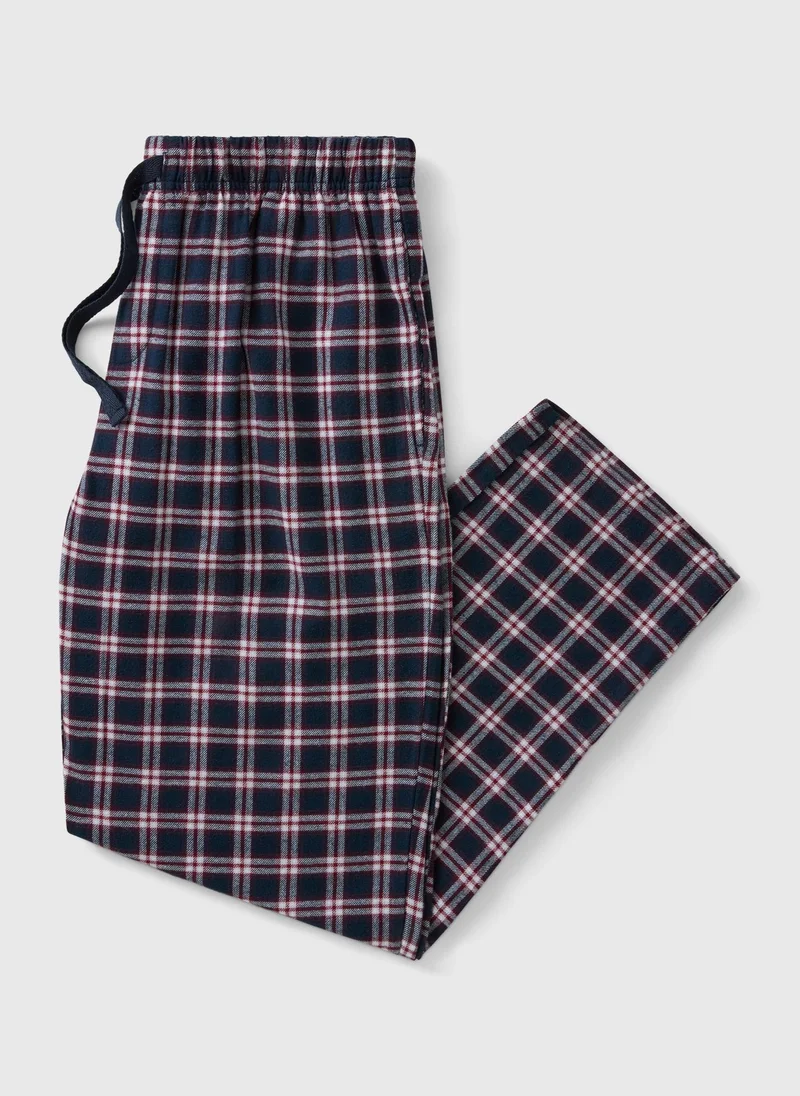 Matalan Navy Brushed Woven Check Pyjama Bottoms