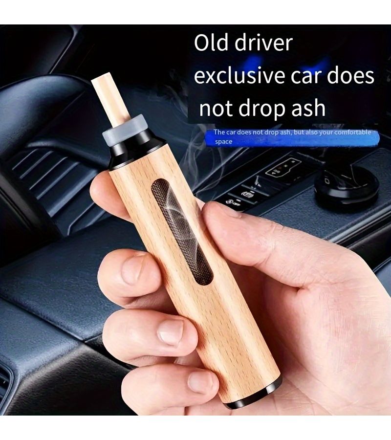 Golden Natural Wood Car Office Accessory Designed For Smoke Prevention Small Easy Carry 1pc - Image 3