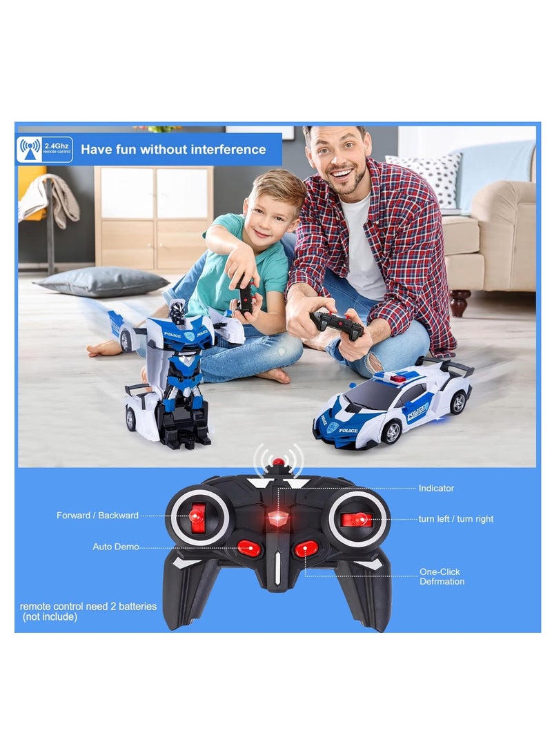 Transformer Remote Controlled Police Car Toy for Boys, RC Transform Robot with Remote Control, Children's Birthday Gifts for +3 Years (White) - Image 3