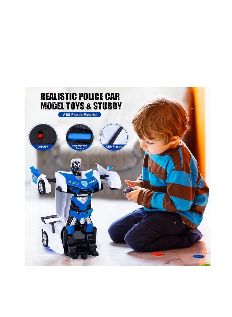 Transformer Remote Controlled Police Car Toy for Boys, RC Transform Robot with Remote Control, Children's Birthday Gifts for +3 Years (White) - Image 5
