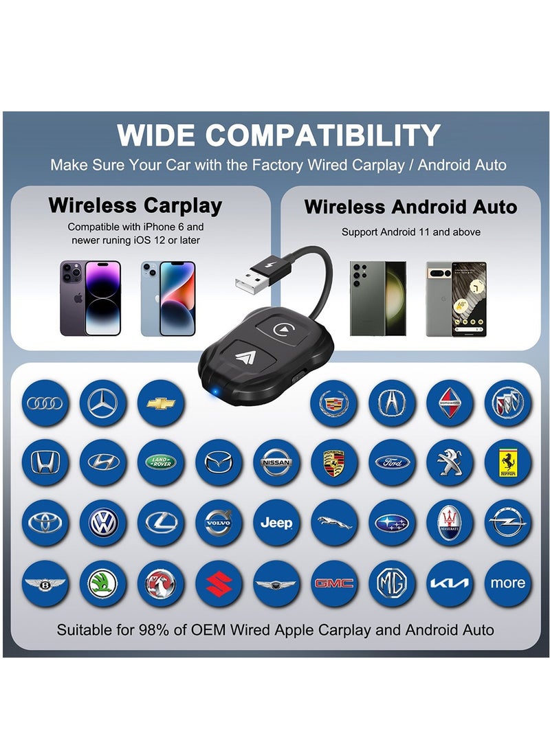 Furtey 2-in-1 Wireless Apple CarPlay & Android Auto Wireless Adapter, 5.8 GHz Wireless Carplay Dongle for Wired Apple Carplay & Android Car Converts Wired to Wireless Fast and Easy Use Fit  - Image 4